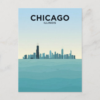 Postal Horizonte de Chicago sobre el lago