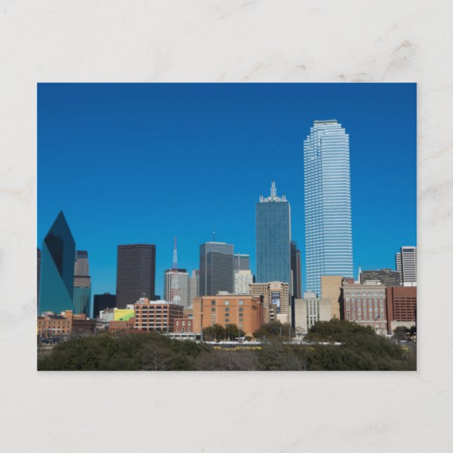 Postal horizonte de Dallas Texas al atardecer (Anverso)