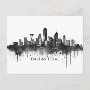 Postal Horizonte de Dallas Texas Paisaje Urbano en Blanco