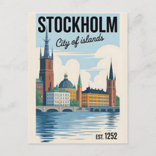Postal Horizonte de Estocolmo Suecia Viajes Retro