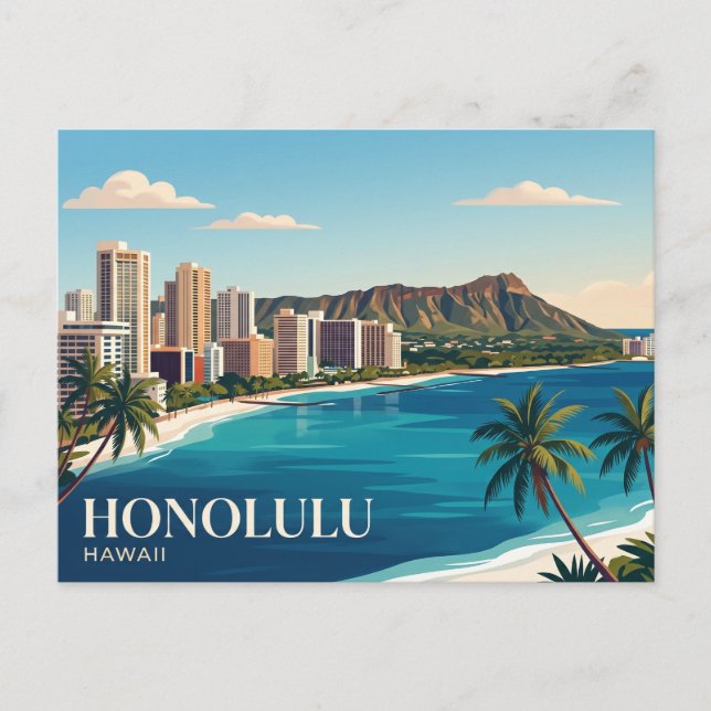Postal Horizonte de Honolulu Hawái (Anverso)