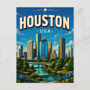 Postal Horizonte de Houston Downtown Recuerdo de Viaje