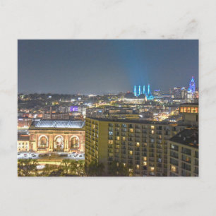 Postal Horizonte de Kansas City, Misuri, de noche