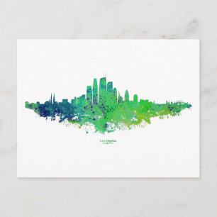 Postal Horizonte de la ciudad de Los Ángeles - Verde lima