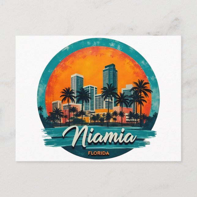 Postal Horizonte de la ciudad de Miami Florida (Anverso)