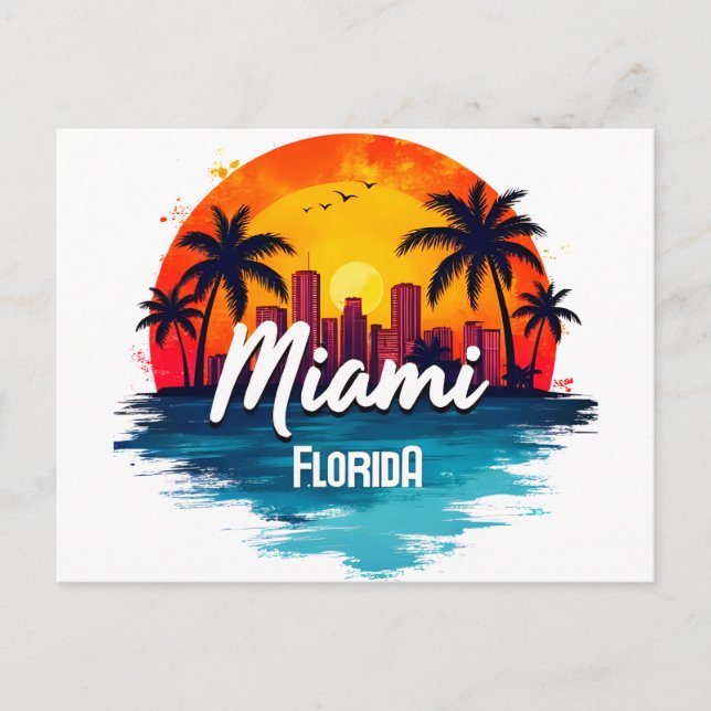 Postal Horizonte de la ciudad de Miami Florida (Anverso)