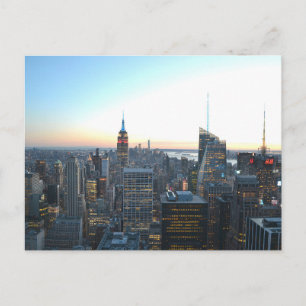 Postal Horizonte de la Ciudad de Nueva York al Atardecer