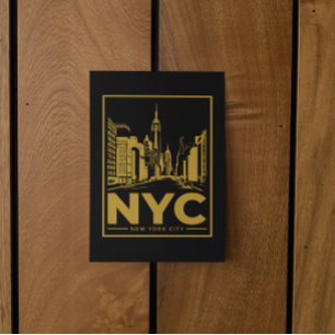 Postal Horizonte de la ciudad de Nueva York – Dorado y ne