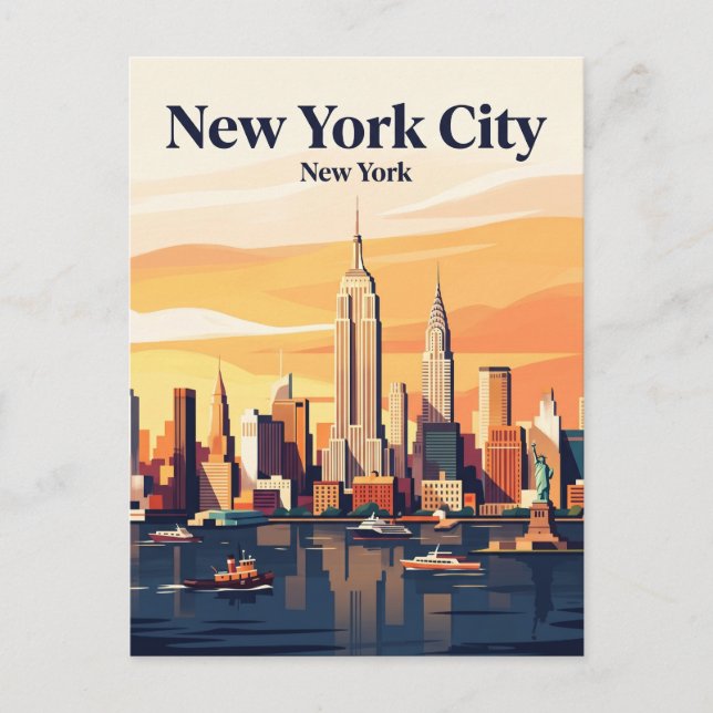 Postal Horizonte de la ciudad de Nueva York EE. UU. (Anverso)