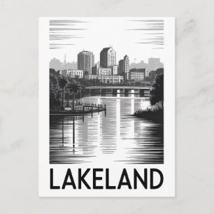 Postal Horizonte de Lakeland Florida en negro y blanco es