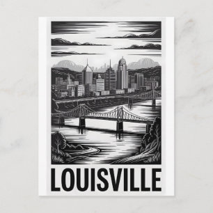 Postal Horizonte de Louisville Kentucky en Grabado de Mad