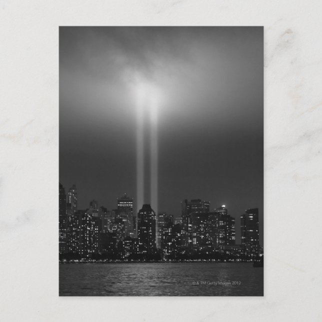 Postal Horizonte de Manhattan con 9/11, New York City (Anverso)