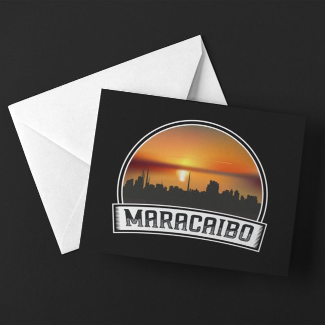 Postal Horizonte de Maracaibo Venezuela Puesta de Sol Via (Maracaibo Venezuela Skyline Sunset Vintage Travel Postcard)