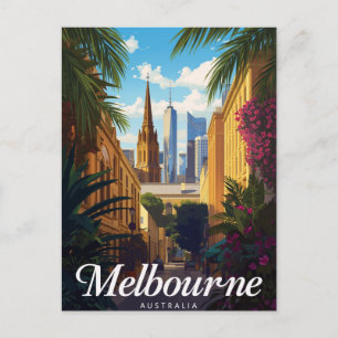 Postal Horizonte de Melbourne Australia Viaje Retro