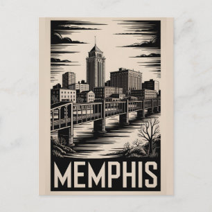 Postal Horizonte de Memphis Tennessee en Grabado en Mader