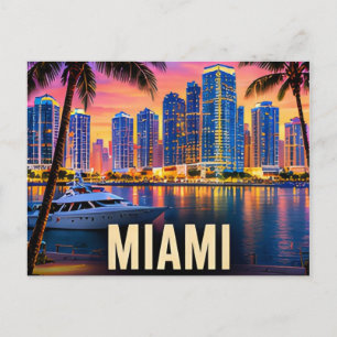 Postal Horizonte de Miami Florida EE. UU. Playas Noches T