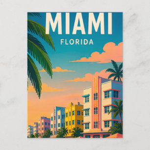 Postal Horizonte de Miami Florida junto al agua tropical