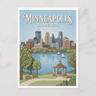 Postal Horizonte de Minneapolis y Lago Harriet Minnesota