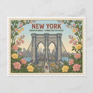 Postal Horizonte de Nueva York del Puente de Brooklyn Vin
