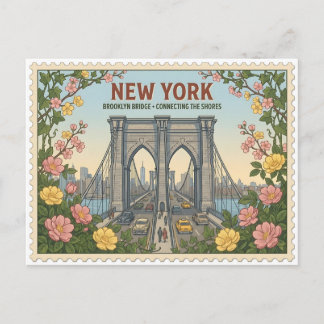 Postal Horizonte de Nueva York del Puente de Brooklyn Vin