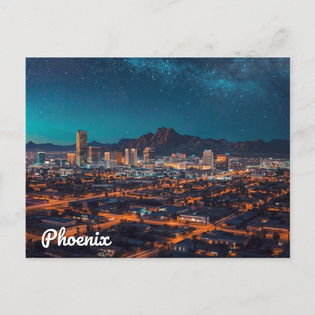 Postal Horizonte de Phoenix Arizona Cielo Nocturno (Anverso)