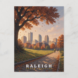 Postal Horizonte de Raleigh Carolina del Norte en Otoño
