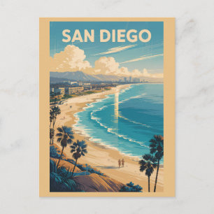 Postal Horizonte de San Diego California Arte de Viaje Vi