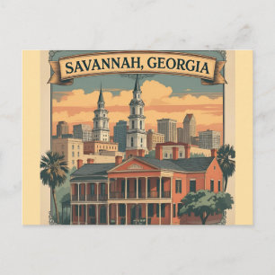 Postal Horizonte de Savannah Georgia    Paisaje urbano de