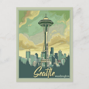 Postal Horizonte de Seattle - Un viaje vintage