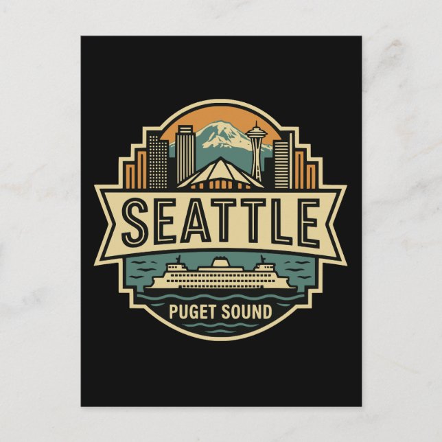 Postal Horizonte de Seattle Washington EE. UU. Insignia R (Anverso)