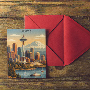 Postal Horizonte de Seattle, Washington Vintage Viajes