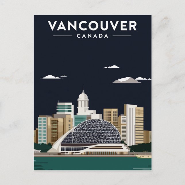 Postal Horizonte de Vancouver Noche Elegancia (Anverso)