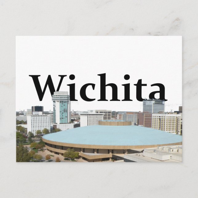 Postal Horizonte de Wichita Kansas con Wichita en el (Anverso)