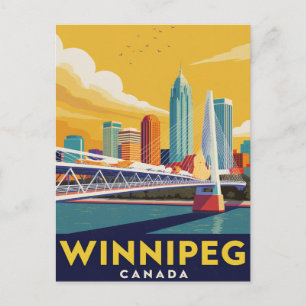 Postal Horizonte de Winnipeg Canadá Arte Vintage
