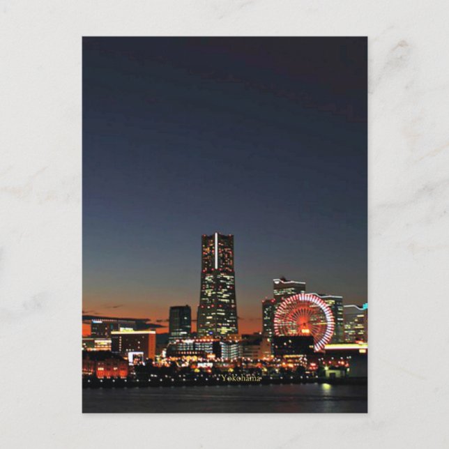 Postal Horizonte de Yokohama de Noche (Anverso)
