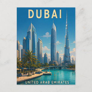 Postal Horizonte futurista de Dubái Emiratos Árabes Unido