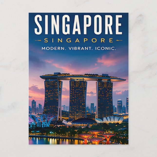 Postal 🌆 Horizonte moderno de Singapur Decoración de hog (Anverso)