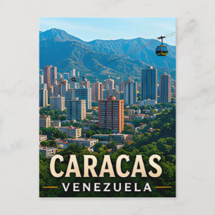 Postal Horizonte montañoso de Caracas y espíritu venezola