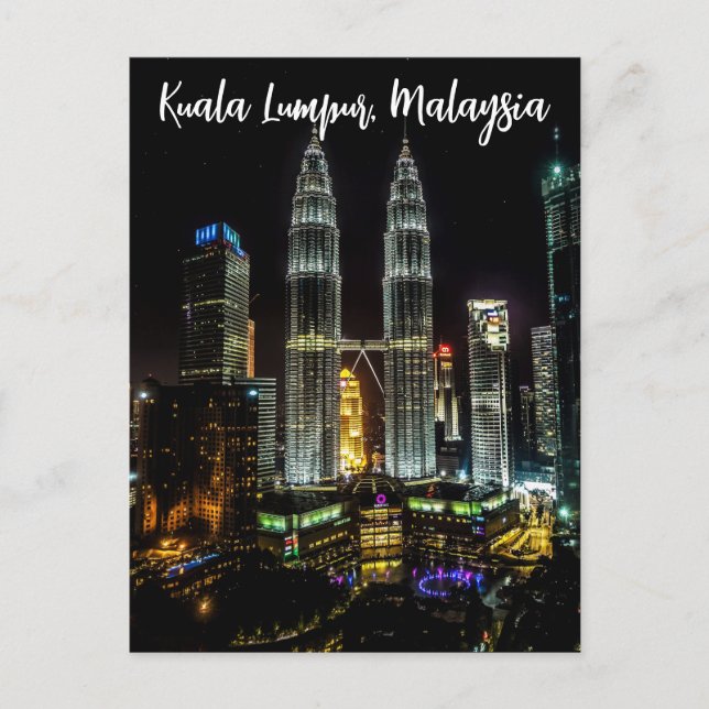 Postal Horizonte nocturno de Kuala Lumpur (Anverso)