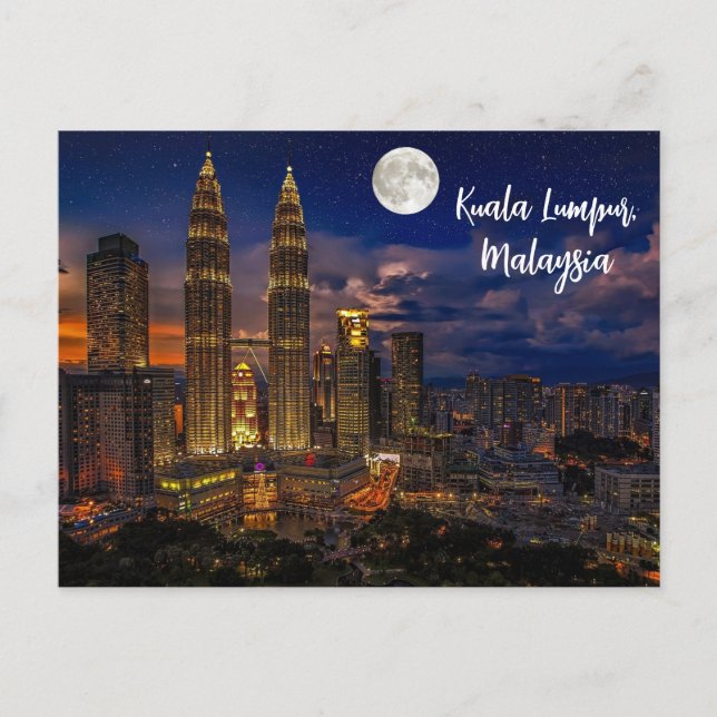 Postal Horizonte nocturno de Kuala Lumpur (Anverso)