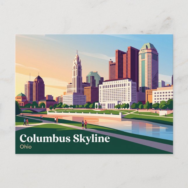 Postal Horizonte urbano de Columbus Ohio (Anverso)