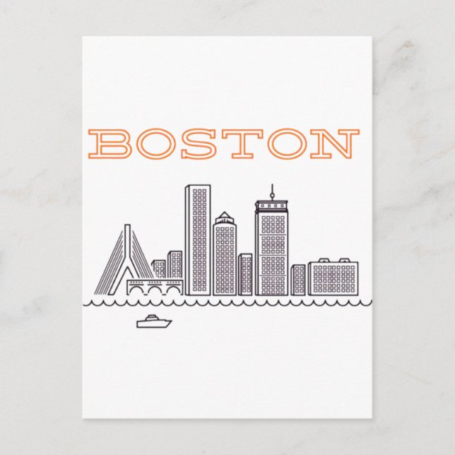 Postal Horizonte urbano de la ciudad de Boston, Boston Ma (Anverso)