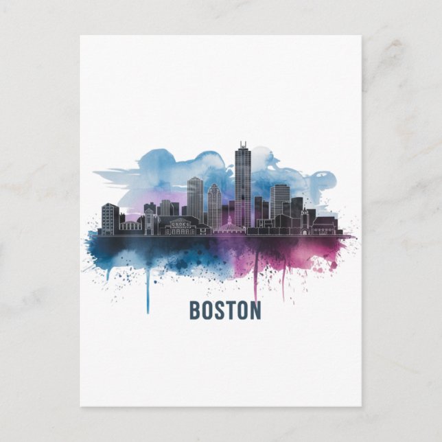Postal Horizonte urbano de la ciudad de Boston, Horizonte (Anverso)