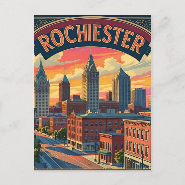 Postal Horizonte urbano de la ciudad de Rochester, Nueva  (Anverso)