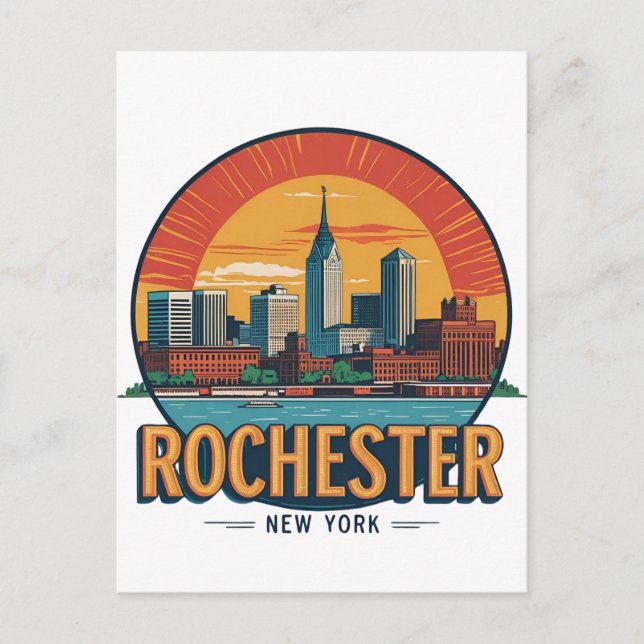 Postal Horizonte urbano de la ciudad de Rochester, Nueva  (Anverso)