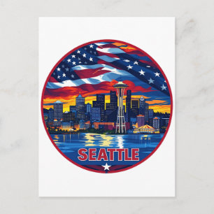 Postal Horizonte urbano de la ciudad de Seattle