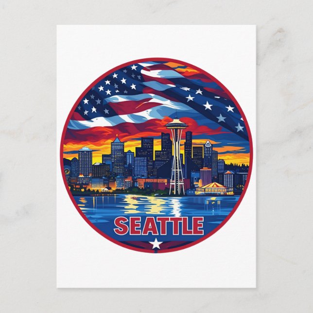 Postal Horizonte urbano de la ciudad de Seattle (Anverso)