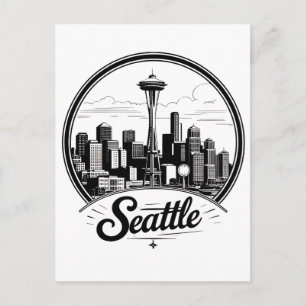 Postal Horizonte urbano de la ciudad de Seattle