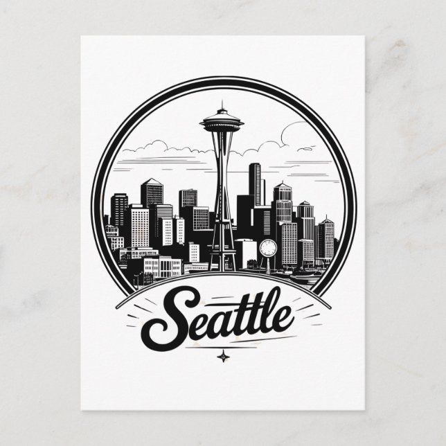 Postal Horizonte urbano de la ciudad de Seattle (Anverso)