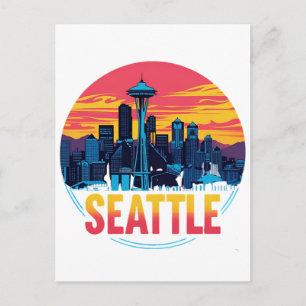 Postal Horizonte urbano de la ciudad de Seattle